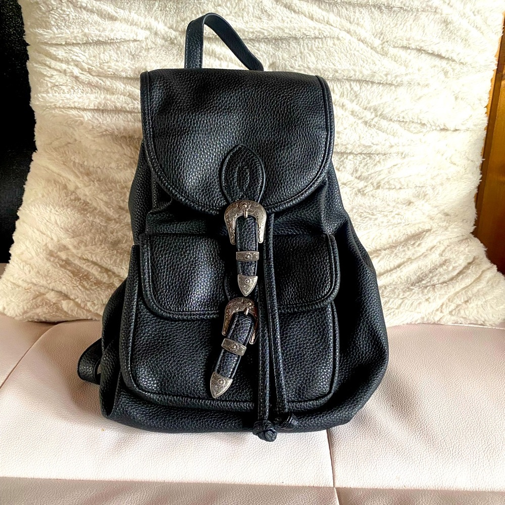 Urban Outfitters Black Leather Mini Backpack